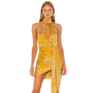 Camila Coelho Antonia Mini Dress in gold tropic